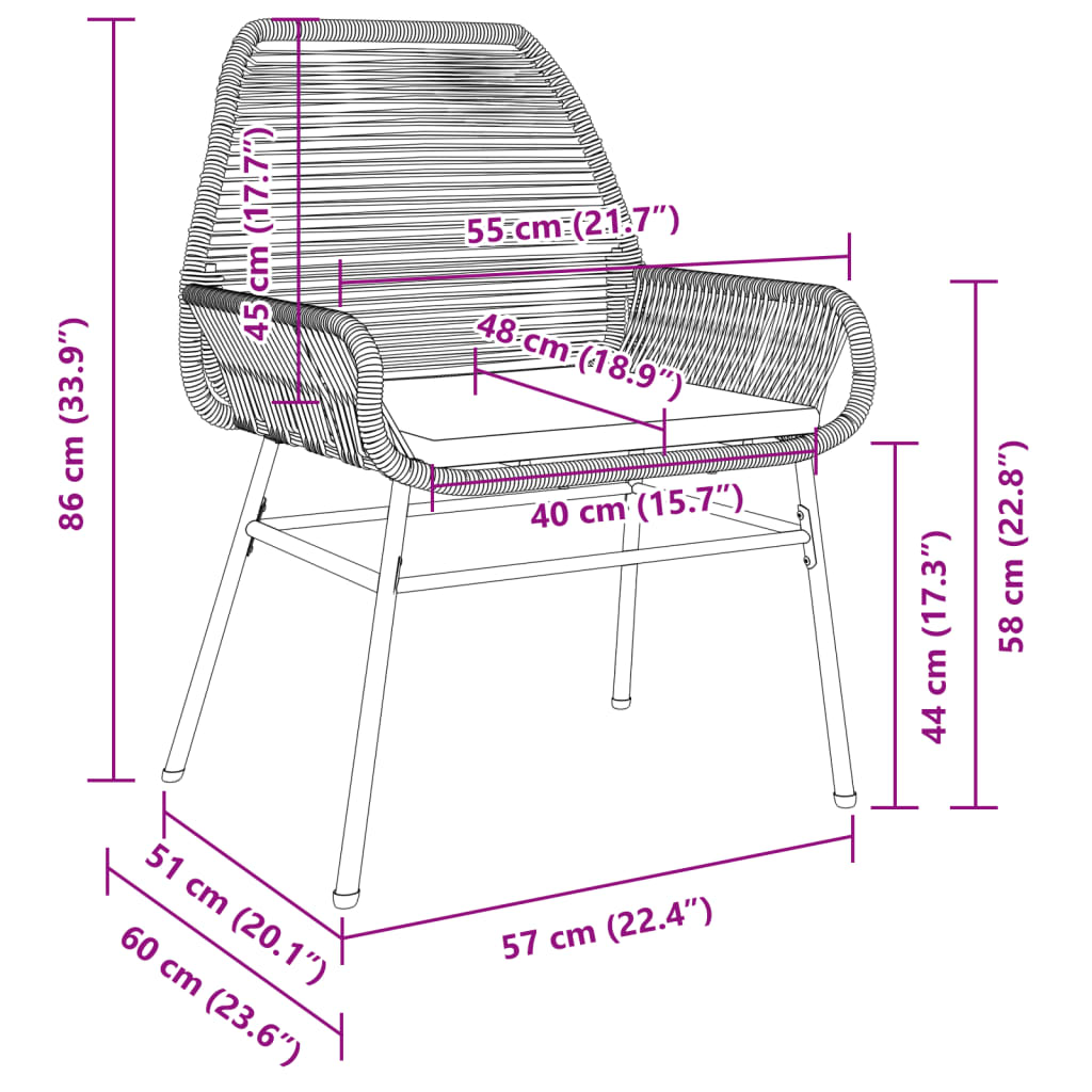 Gartenstühle 2 Stk. mit Kissen Braun Poly Rattan