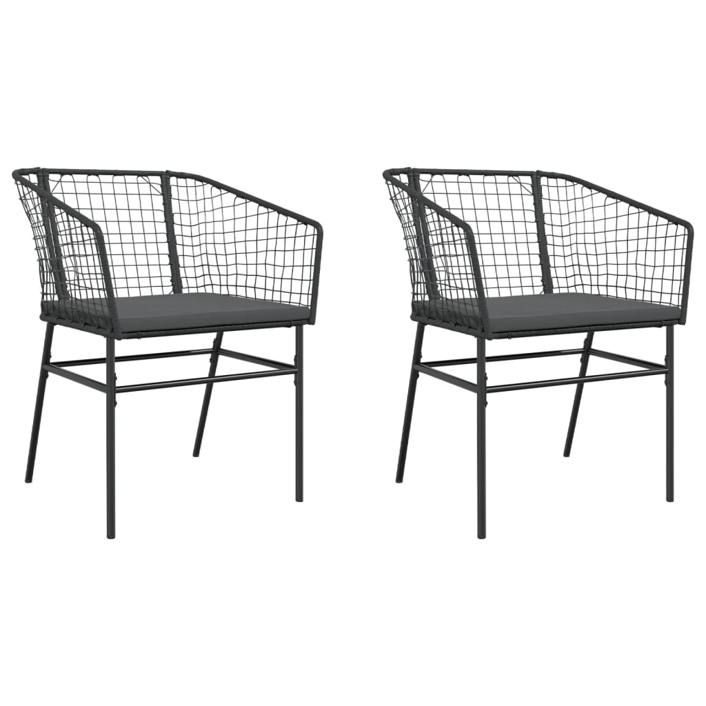 Gartenstühle 2 Stk. mit Kissen Schwarz Poly Rattan