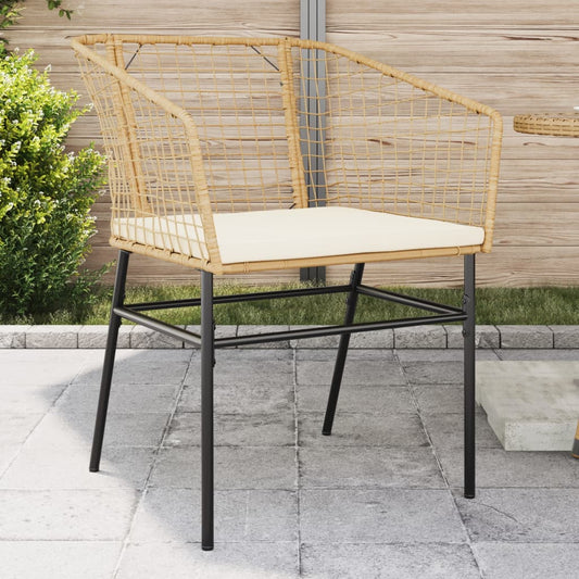 Gartenstühle 2 Stk. mit Kissen Braun Poly Rattan