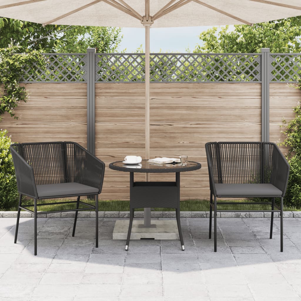 Gartenstühle 2 Stk. mit Kissen Schwarz Poly Rattan