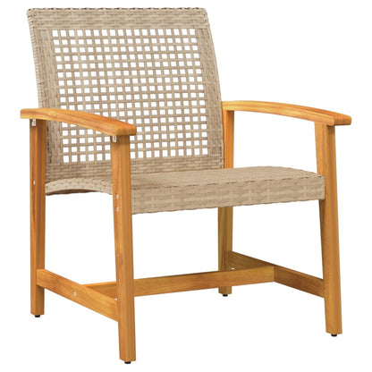 3-tlg. Bistro-Set Beige Poly Rattan und Akazienholz