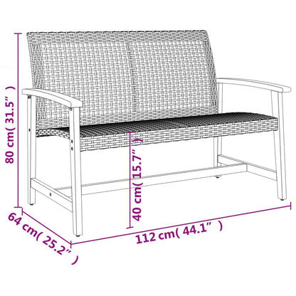 5-tlg. Garten-Lounge-Set Grau Poly Rattan und Akazienholz