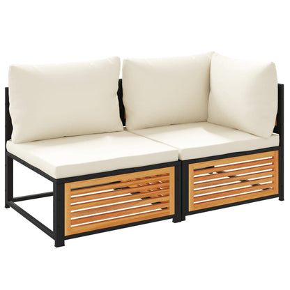 Gartensofa mit Kissen 2-Sitzer Massivholz Akazie