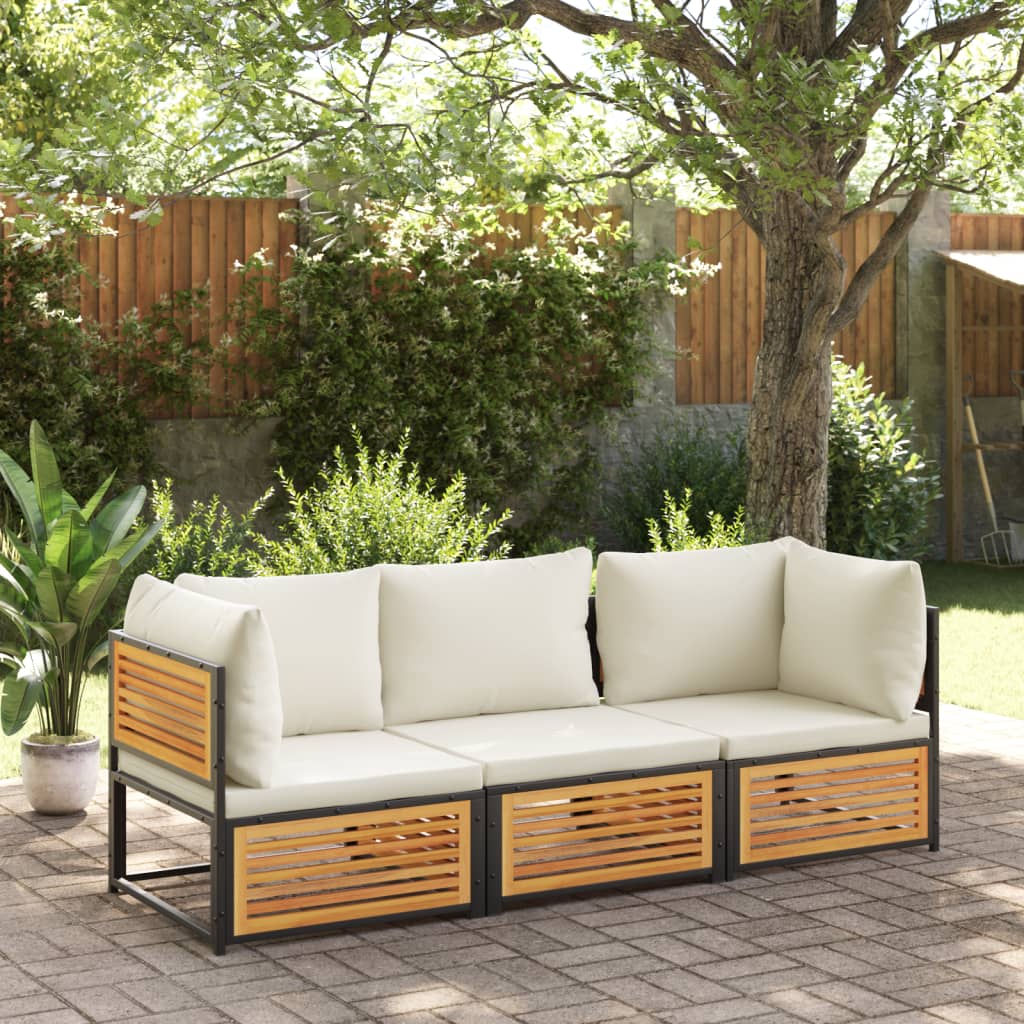 Gartensofa mit Kissen 2-Sitzer Massivholz Akazie