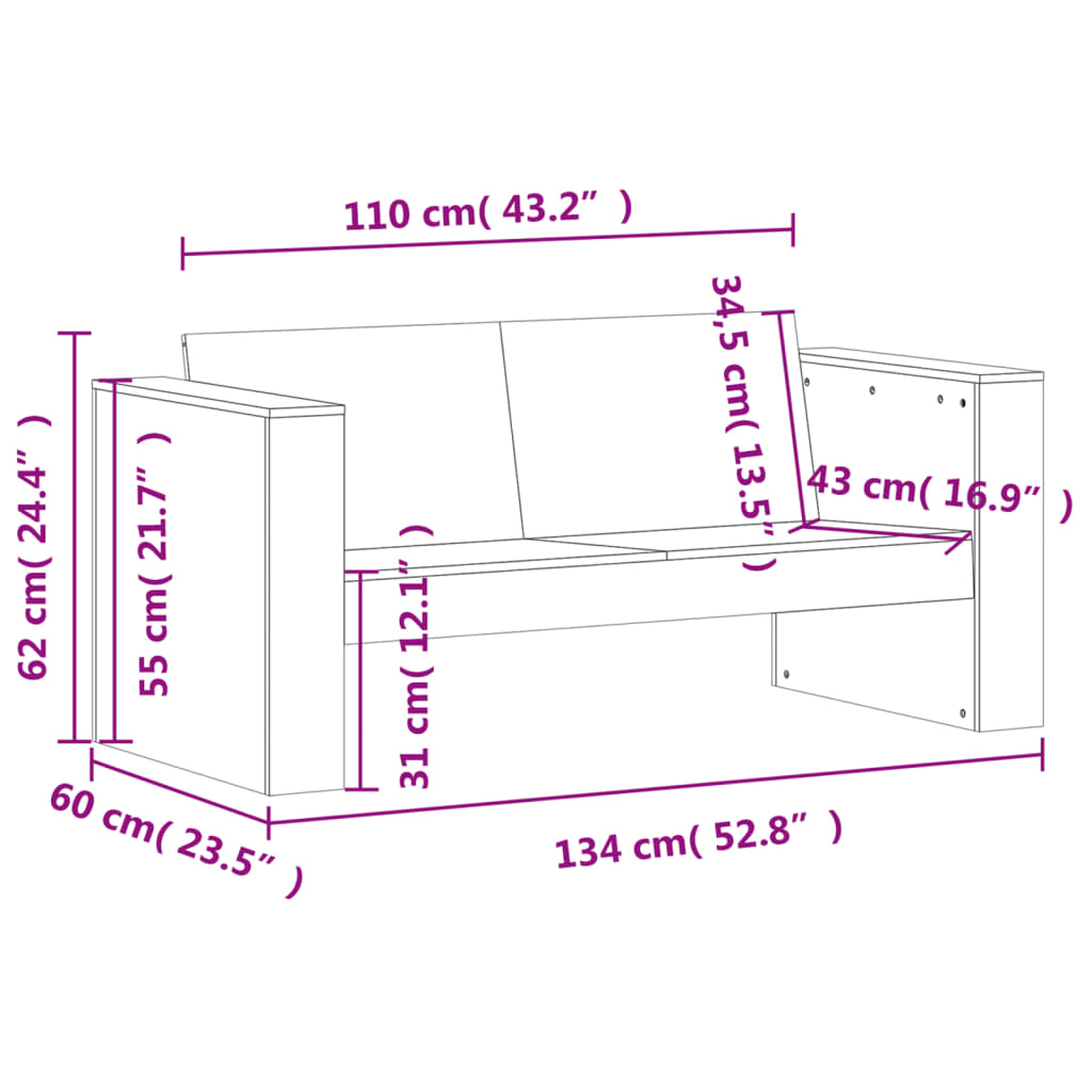 2-tlg. Garten-Lounge-Set Massivholz Douglasie