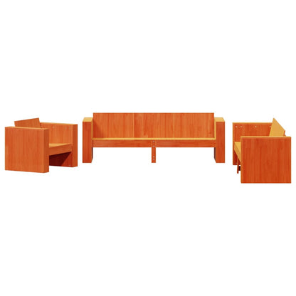 2-tlg. Garten-Lounge-Set Wachsbraun Massivholz Kiefer