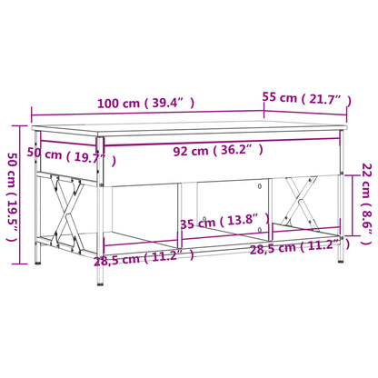 Couchtisch Sonoma-Eiche 100x55x50 cm Holzwerkstoff und Metall