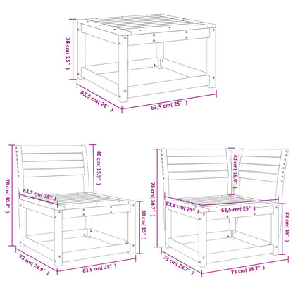 4-tlg. Garten-Lounge-Set Wachsbraun Massivholz Kiefer