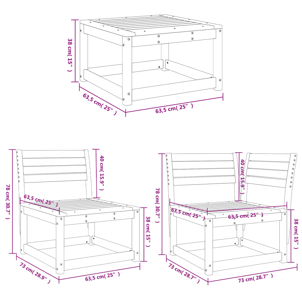 4-tlg. Garten-Lounge-Set Massivholz Douglasie