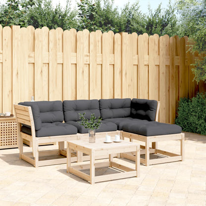 4-tlg. Garten-Lounge-Set mit Kissen Massivholz Kiefer