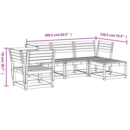 5-tlg. Garten-Lounge-Set Weiß Massivholz Kiefer