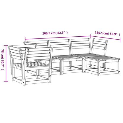 5-tlg. Garten-Lounge-Set Wachsbraun Massivholz Kiefer