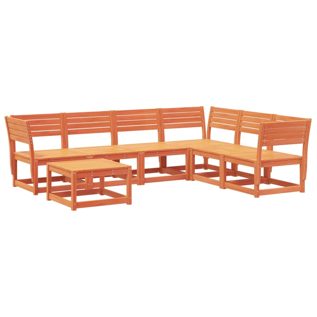 7-tlg. Garten-Lounge-Set Wachsbraun Massivholz Kiefer