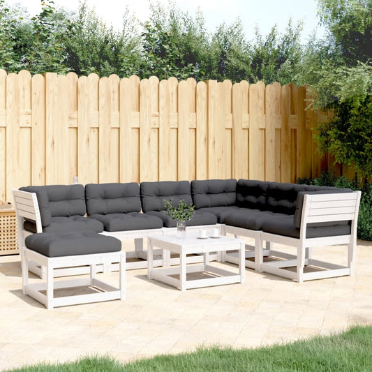 7-tlg. Garten-Lounge-Set mit Kissen Weiß Massivholz Kiefer