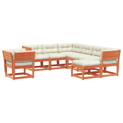 8tlg. Garten-Lounge-Set mit Kissen Wachsbraun Massivholz Kiefer