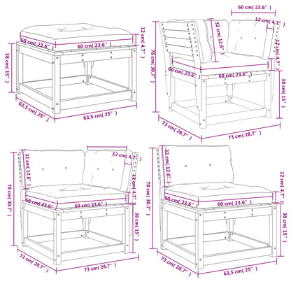 8-tlg. Garten-Lounge-Set mit Kissen Massivholz Douglasie