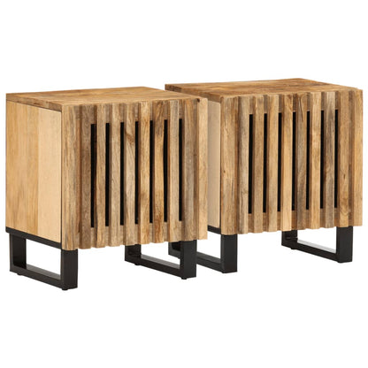 Nachttische 2 Stk. 40x34x46 cm Raues Mangoholz