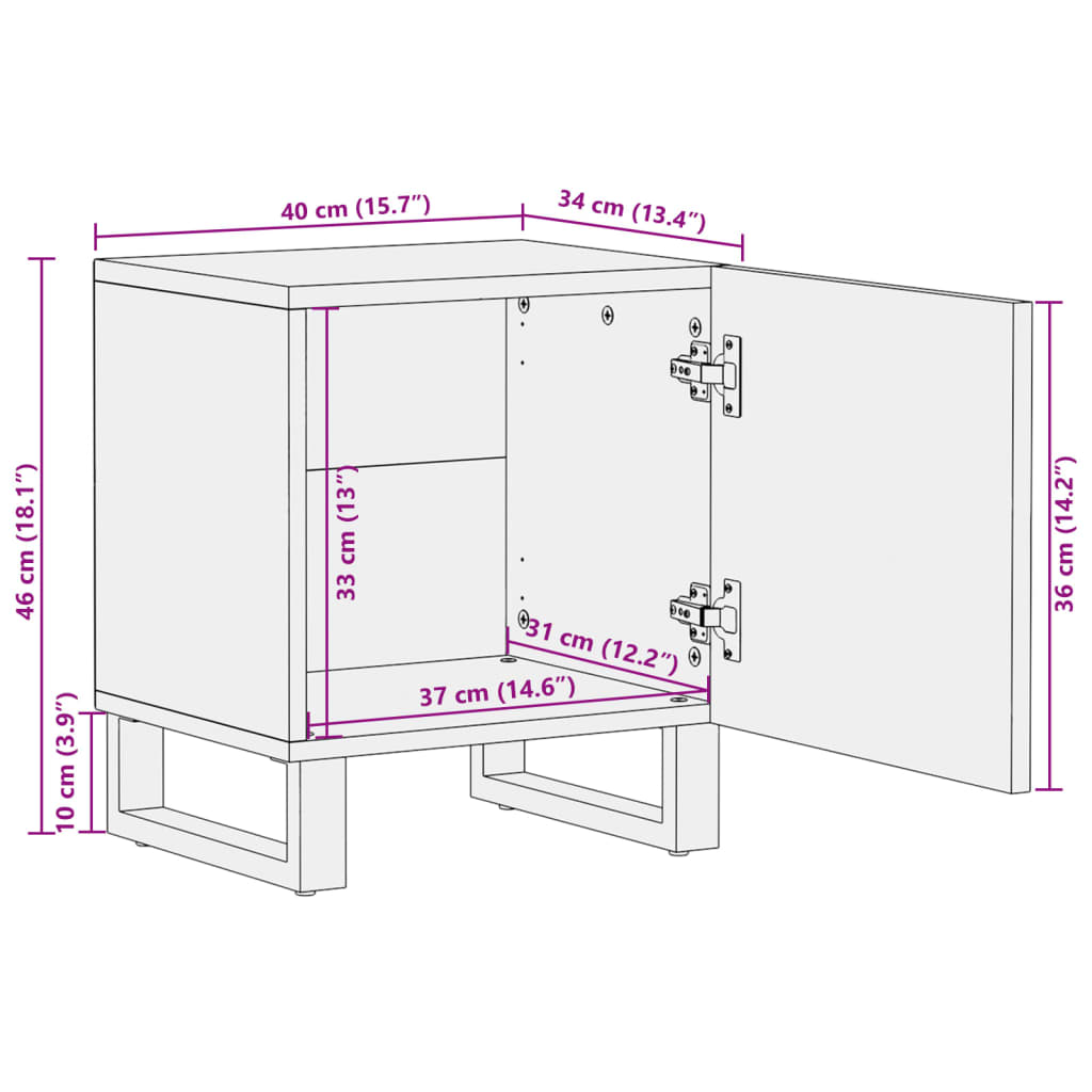 Nachttische 2 Stk. 40x34x46 cm Massivholz Mango