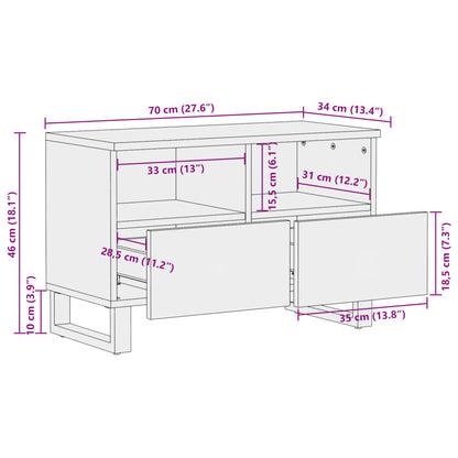 TV-Schrank Weiß 70x34x46 cm Massivholz Mango