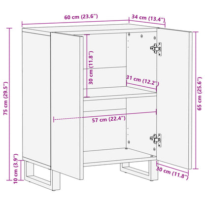 Sideboard 60x34x75 cm Raues Massives Mangoholz