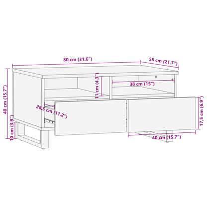 Couchtisch 80x55x40 cm Raues Massivholz Mango