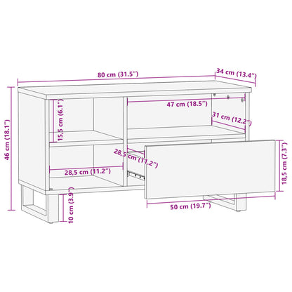 TV-Schrank 80x34x46 cm Raues Massivholz Mango