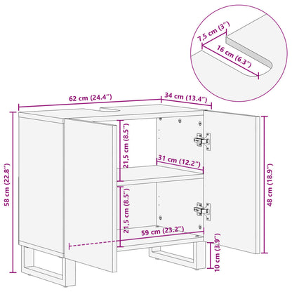 Waschbeckenunterschrank 62x34x58 cm Braun Massivholz Mango