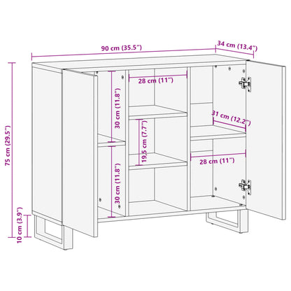 Sideboard Braun 90x34x75 cm Massivholz Mango