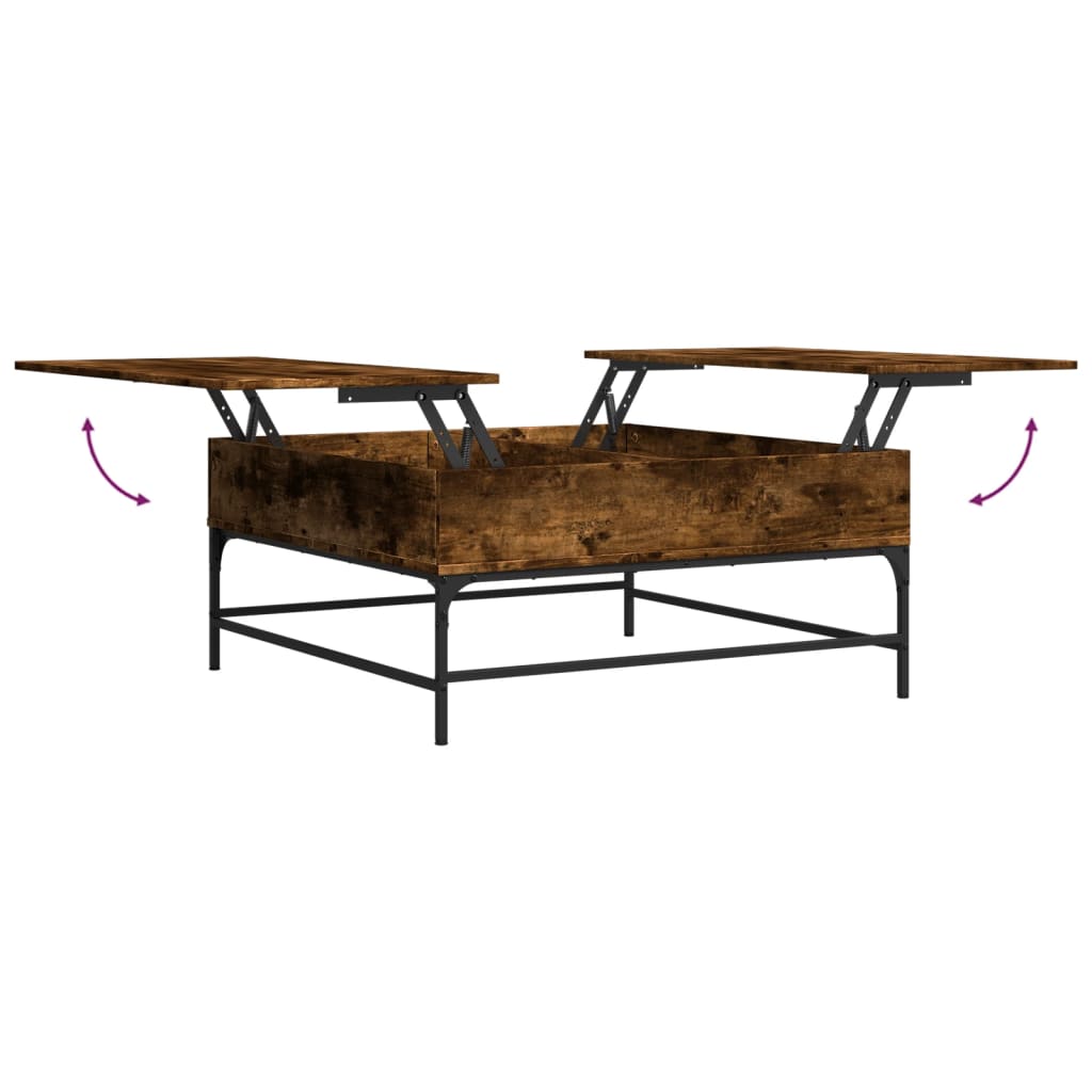 Couchtisch Räuchereiche 95x95x45 cm Holzwerkstoff und Metall