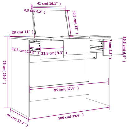 Schminktisch mit Spiegel Weiß 100x45x76 cm