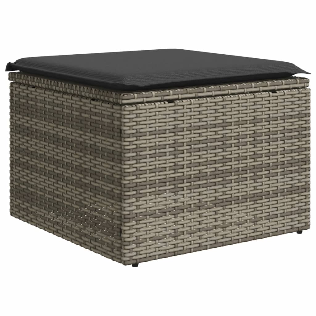 11-tlg. Garten-Sofagarnitur mit Kissen Grau Poly Rattan