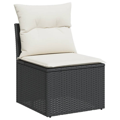 4-tlg. Garten-Sofagarnitur mit Kissen Schwarz Poly Rattan