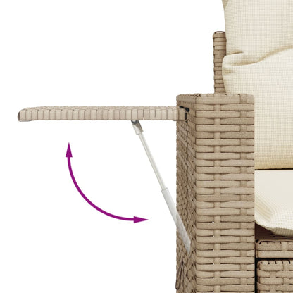 4-tlg. Garten-Sofagarnitur mit Kissen Beige Poly Rattan