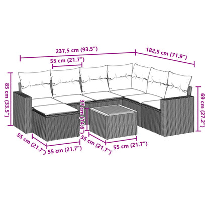 5-tlg. Garten-Sofagarnitur mit Kissen Schwarz Poly Rattan