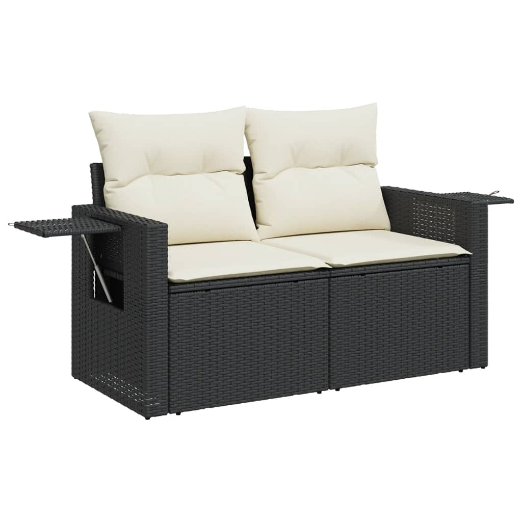 8-tlg. Garten-Sofagarnitur mit Kissen Schwarz Poly Rattan