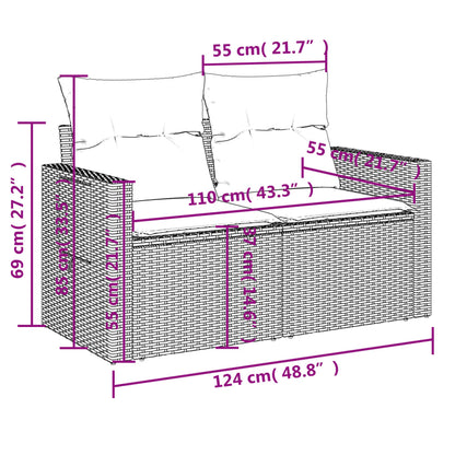 13-tlg. Garten-Sofagarnitur mit Kissen Beige Poly Rattan