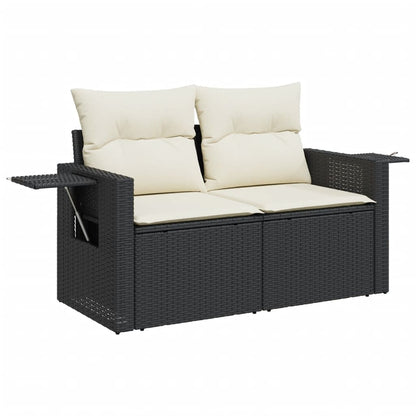 6-tlg. Garten-Sofagarnitur mit Kissen Schwarz Poly Rattan