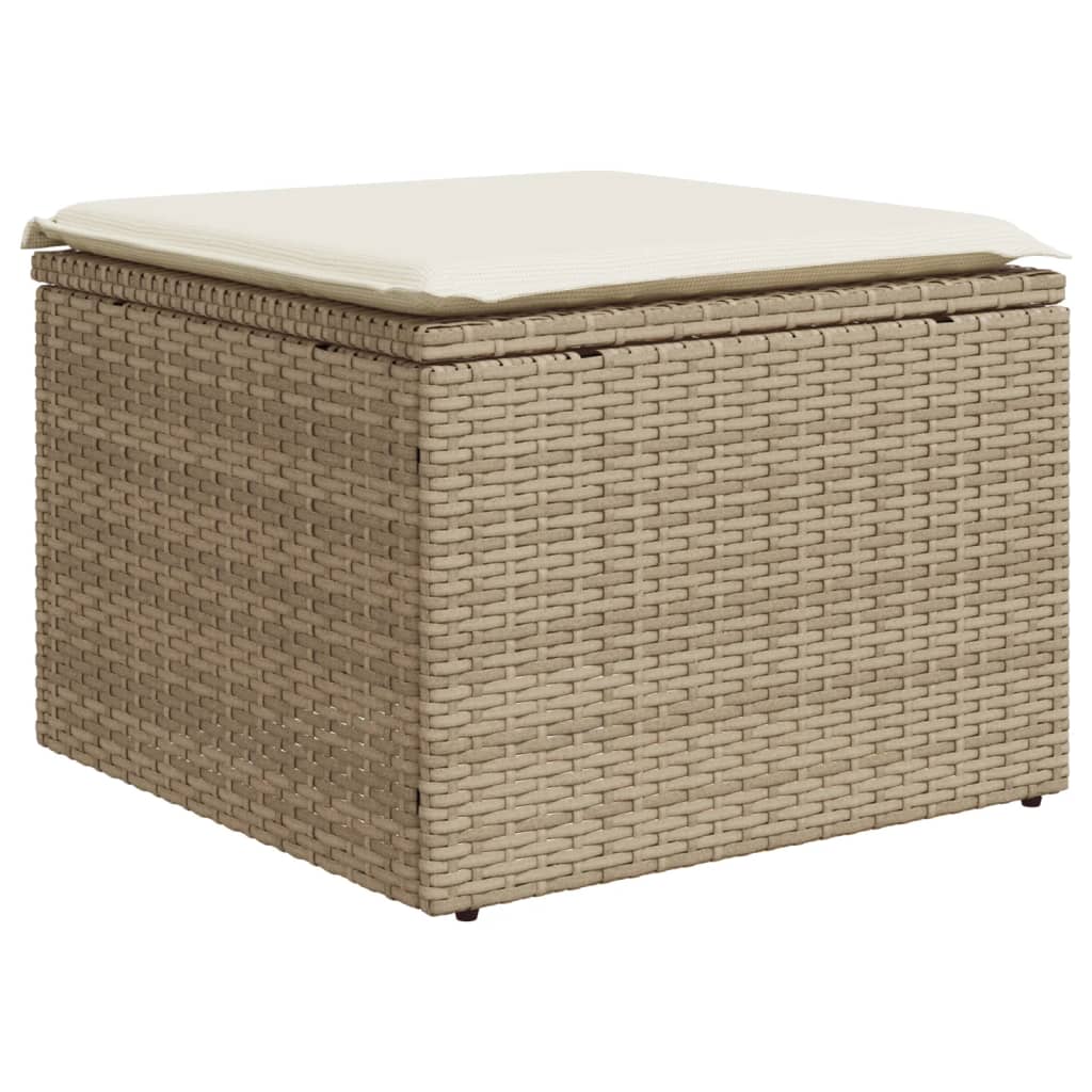 10-tlg. Garten-Sofagarnitur mit Kissen Beige Poly Rattan