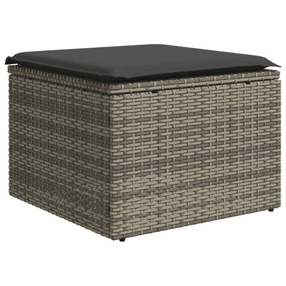 10-tlg. Garten-Sofagarnitur mit Kissen Grau Poly Rattan