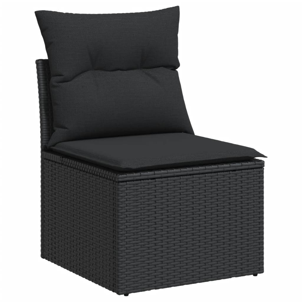 14-tlg. Garten-Sofagarnitur mit Kissen Schwarz Poly Rattan