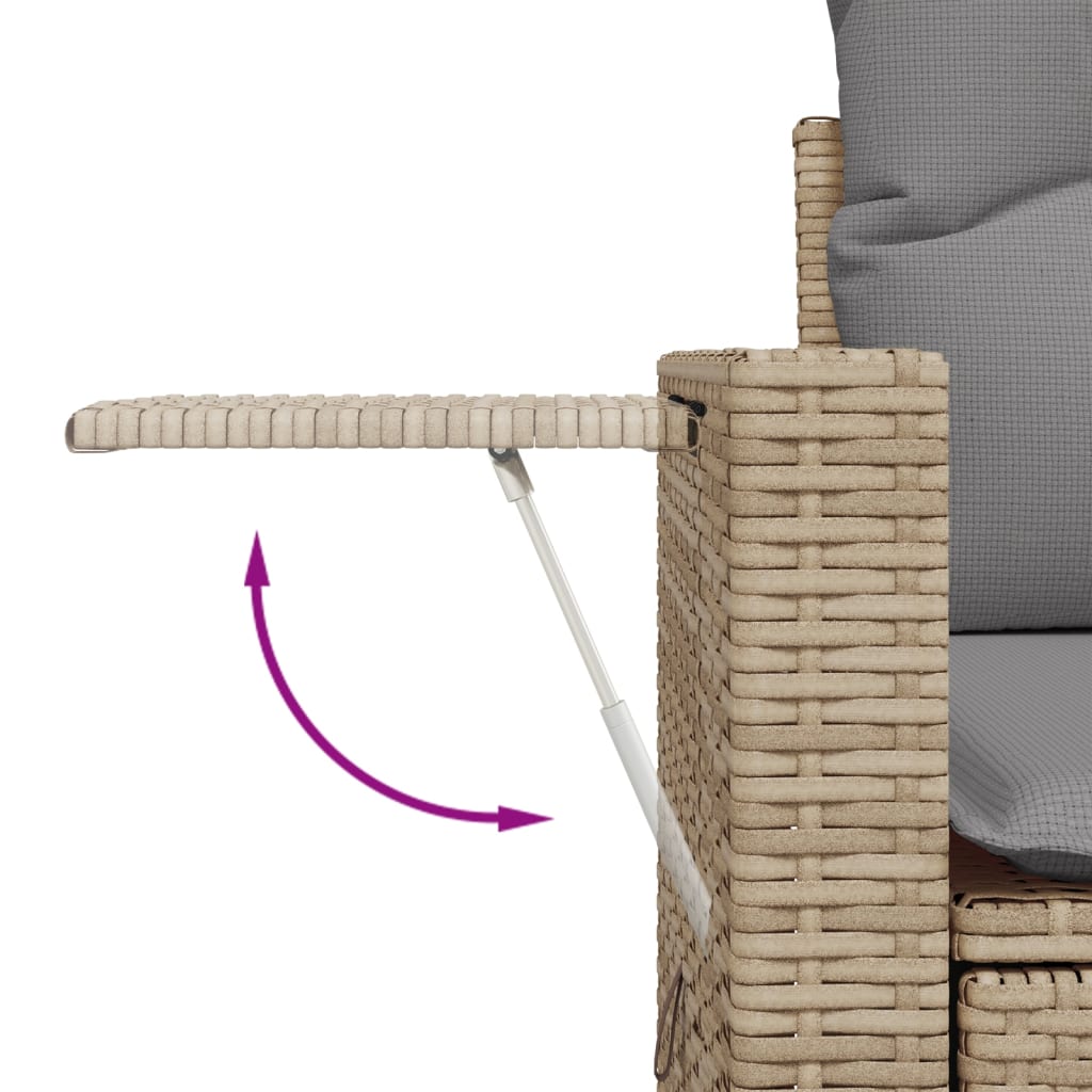 12-tlg. Garten-Sofagarnitur mit Kissen Beige Poly Rattan