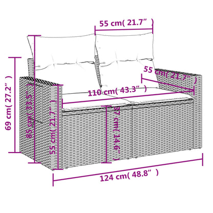 13-tlg. Garten-Sofagarnitur mit Kissen Schwarz Poly Rattan