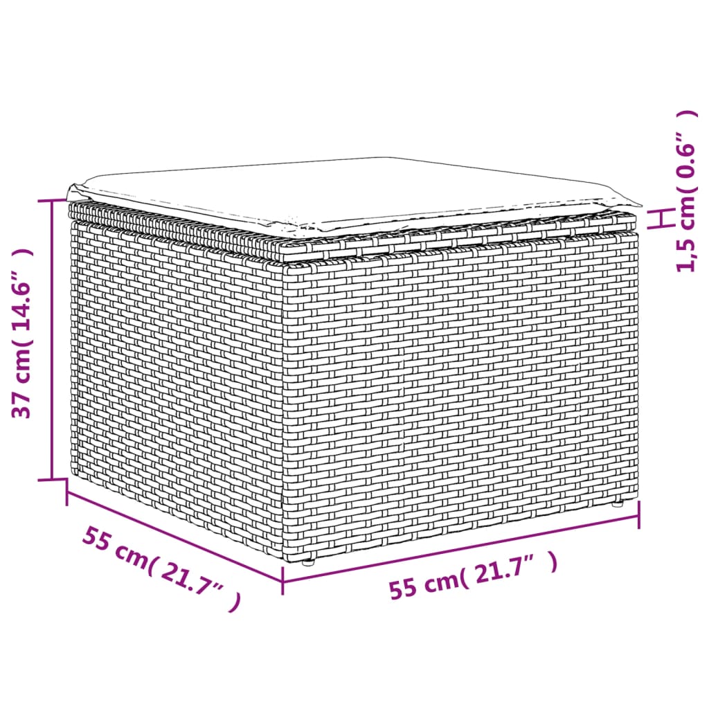 11-tlg. Garten-Sofagarnitur mit Kissen Schwarz Poly Rattan