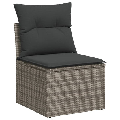 11-tlg. Garten-Sofagarnitur mit Kissen Beige Poly Rattan