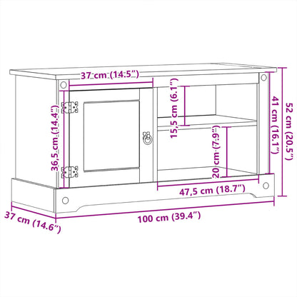 TV-Schrank Corona 100x37x52 cm Massivholz Kiefer