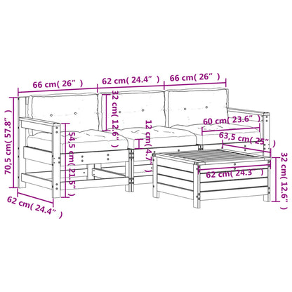 4-tlg. Garten-Lounge-Set mit Kissen Massivholz Kiefer