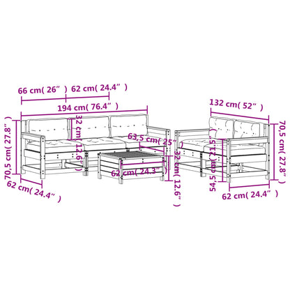 6-tlg. Garten-Lounge-Set mit Kissen Massivholz Kiefer