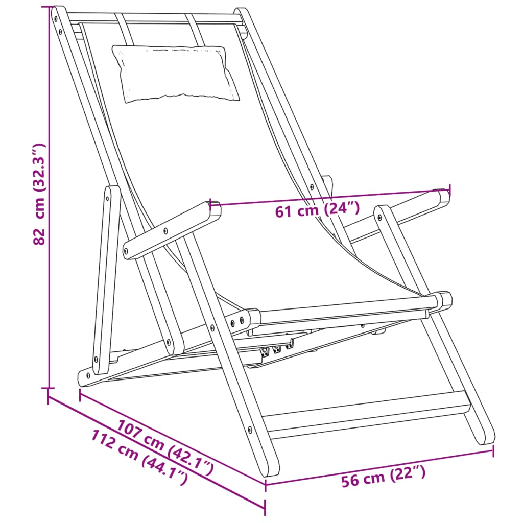 Strandstühle 2 Stk. Klappbar Taupe Stoff und Massivholz