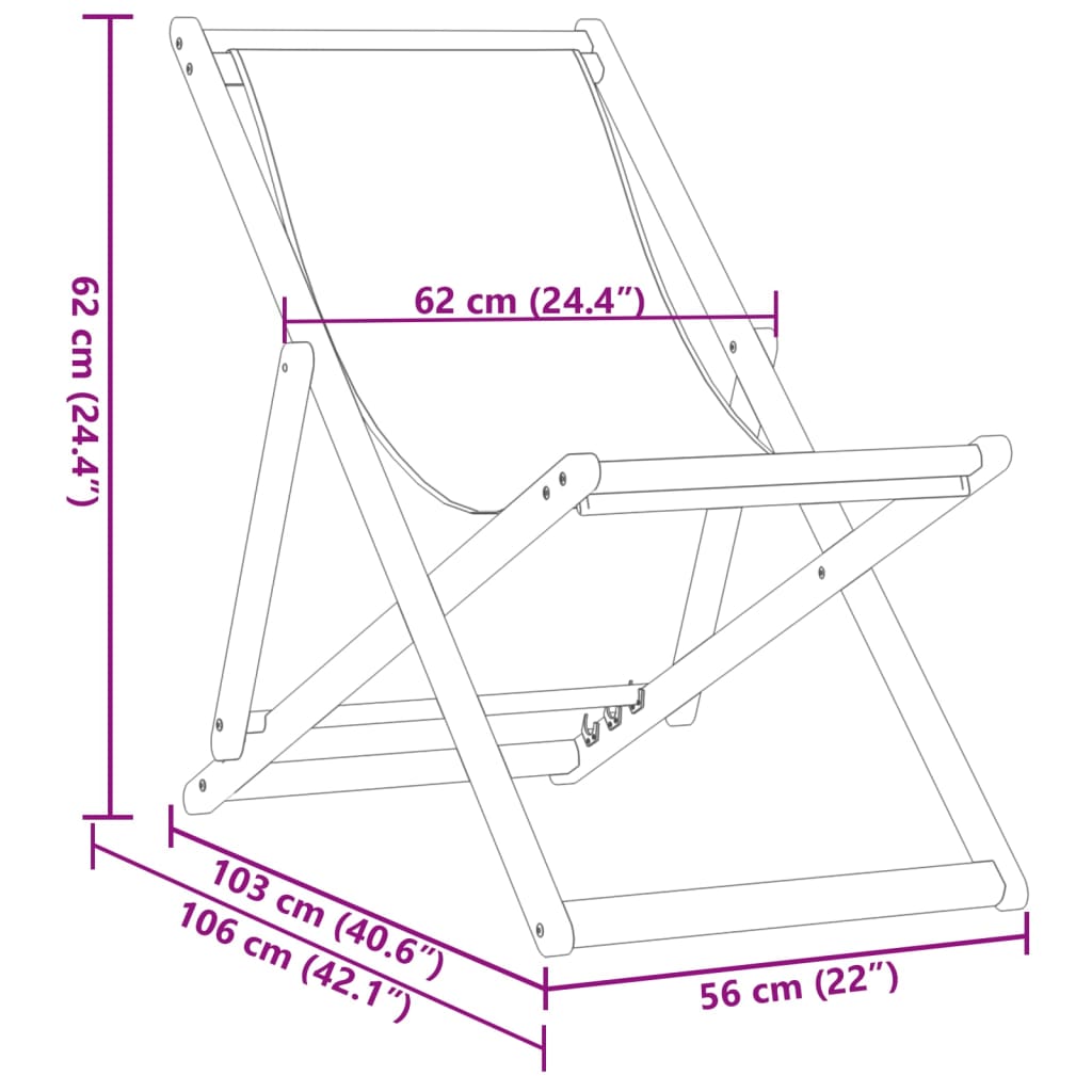 Strandstühle 2 Stk. Klappbar Taupe Stoff und Massivholz