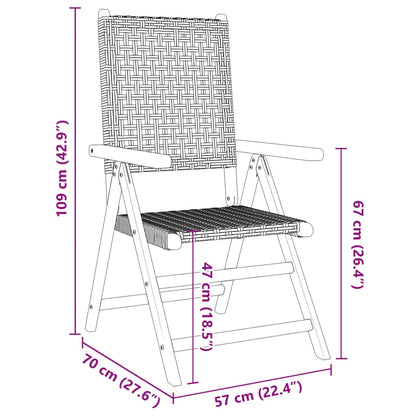 Gartenstuhl Verstellbar 4 Stk. Schwarz Poly Rattan Massivholz